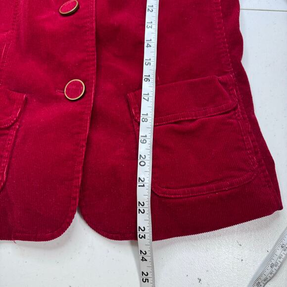 Talbots Corduroy Blazer Jacket Women's 2 Red Office Career Boho Colorful Indie - Picture 7 of 9